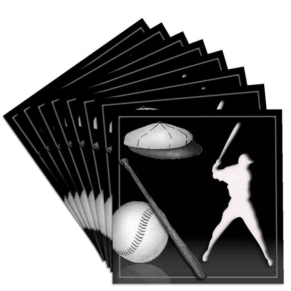 3dRose, Baseball Player, Set of 8 Ceramic Tile Coasters