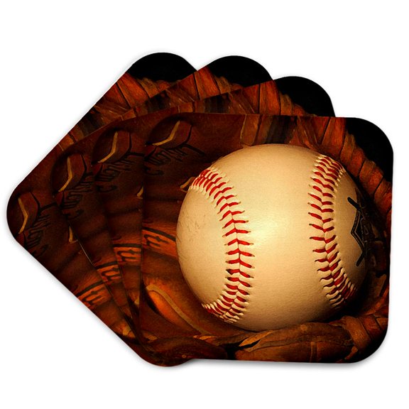 3drose, Baseball, Set of 4 Coasters - Soft