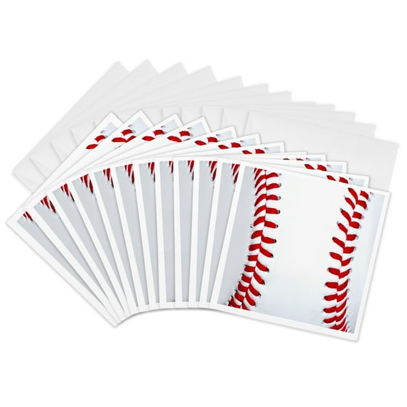 3drose, Baseball Sports Fan Stitches Vertical, 12 Greeting Cards with Envelopes