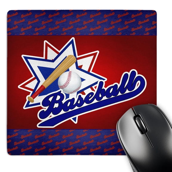 3dRose, Baseball theme in blue, red and white for boys and sports lovers, MousePad