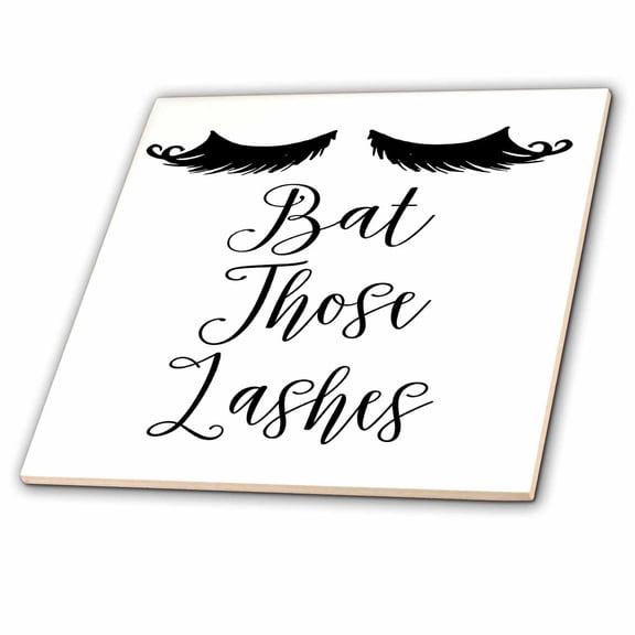 3dRose, Bat Those Lashes With A Lashes Illustration, 12 Inch Ceramic Tile
