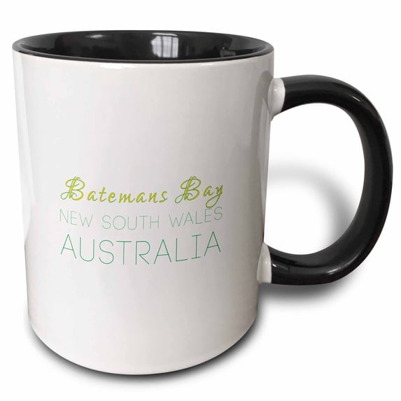 3drose, Batemans Bay New South Wales Patriotic Australia Home Town Design, 11oz Two-tone Black Mug