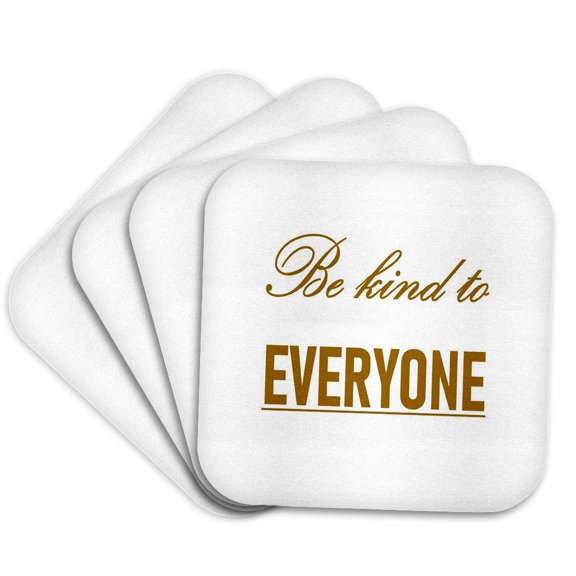 3drose, Be Kind to Everyone Underscored Kindness Quote on White Background, Set of 4 Coasters - Soft