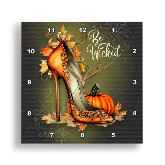 3dRose, Be Wicked this Halloween Great for Ladies Fancy High Heel for Fall, 10x10 Wall Clock