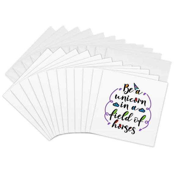 3drose, Be a Unicorn in a Field of Horses, Typography, 3drsmm, 12 Greeting Cards with Envelopes