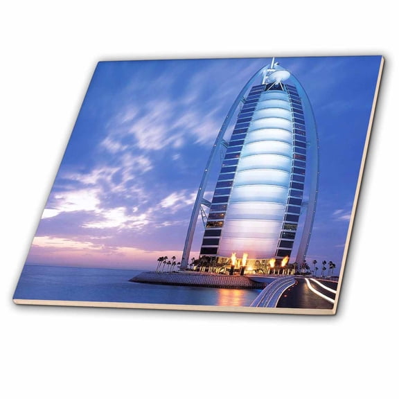 3dRose, Beach Hotel In Dubai, 12 Inch Ceramic Tile