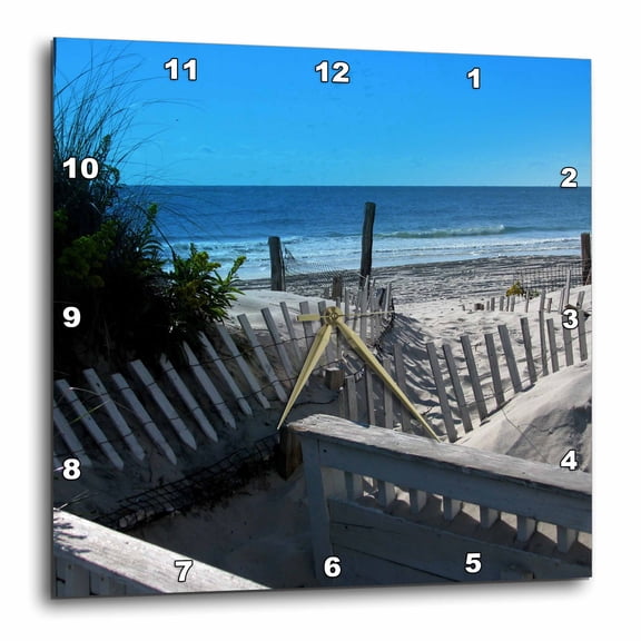 3drose, Beach Path Ocean Sand Dunes Waves Blue, 10x10 Wall Clock