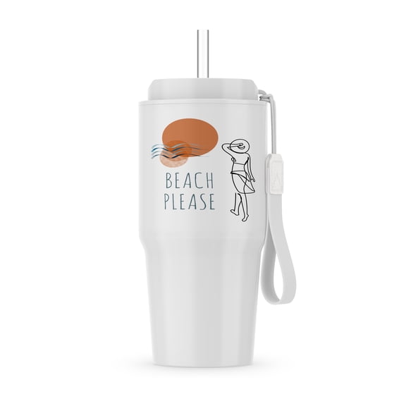 Beach Please Text, Woman Line Art And Boho Style Sun And Sea, 20oz Tumbler