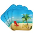 thumbnail image 1 of 3drose, Beach Scene with a Beach Chair and Palm Tree, Set of 4 Coasters - Soft, 1 of 7