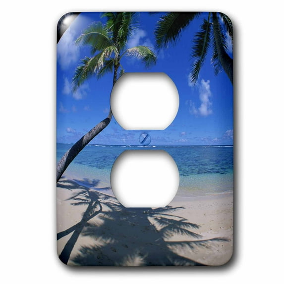 3dRose, Beach with palm shadow - NA04 DPB0003 - Douglas Peebles, 2 plug outlet cover