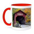 thumbnail image 1 of 3dRose, Bean Blossom Covered Bridge in Brown County, Indiana, USA, 15oz Two-Tone Red Mug, 1 of 7