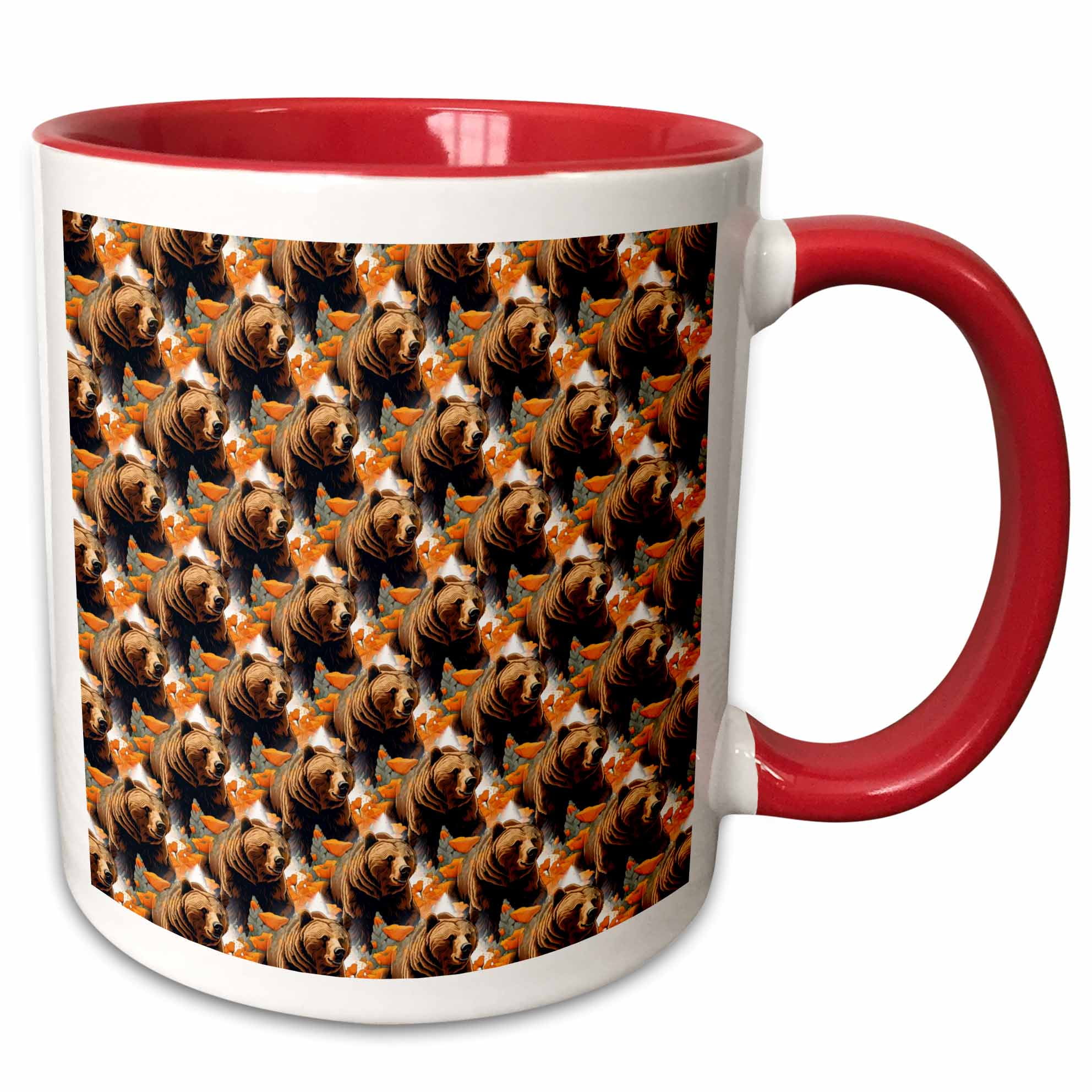 3drose, Bear Plodding Through Orange Californian Poppies, 11oz Two-tone ...