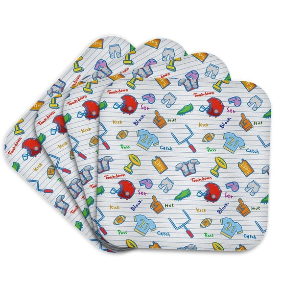 3drose, Beautiful American Football Pattern for a Sportsman, Champion Player, Set of 4 Coasters - Soft