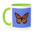 thumbnail image 1 of 3dRose, Beautiful, colorful Monarch Butterfly drawn on a sky blue background, 15oz Two-Tone Green Mug, 1 of 7