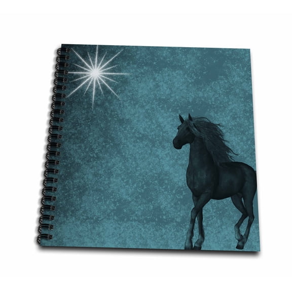 3dRose, Beautiful Horse aqua grunge sky , Drawing Book 8 x 8 inch