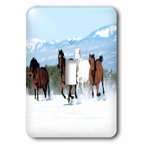 3dRose Beautiful Horses Running In The Snow - Single Toggle Switch (lsp_55180_1)