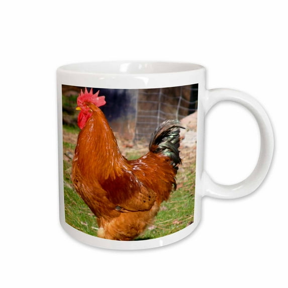 3drose, Beautiful Red Rooster on the Farm- Animal Photography, 11oz Mug