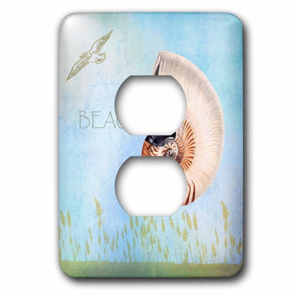 3dRose, Beautiful Shell Aqua Beach Theme Art, 2 plug outlet cover