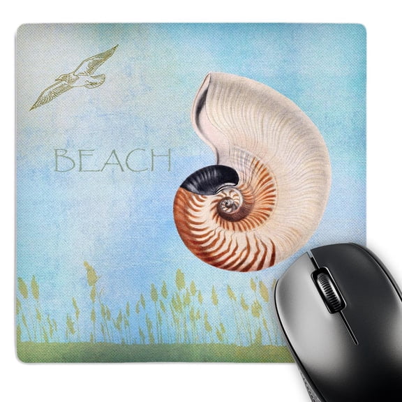 3dRose, Beautiful Shell Aqua Beach Theme Art, MousePad