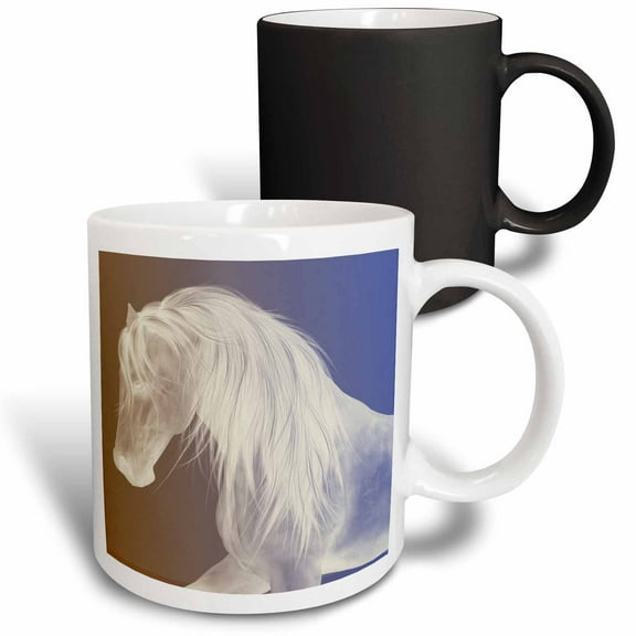 3drose, Beautiful White Horse Face with Purple Gradient, 11oz Magic Transforming Mug