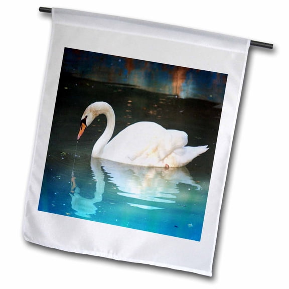 3dRose, Beautiful White Swan n Reflection, 12 x 18 inch Garden Flag