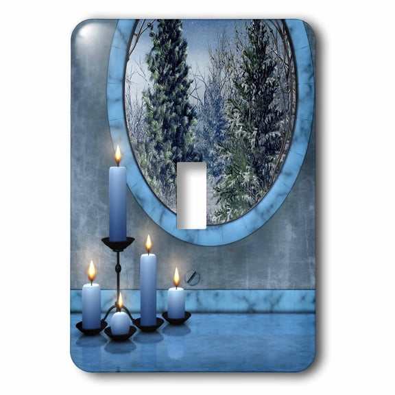 3dRose, Beautiful blue candles on the ground reflected, single toggle switch
