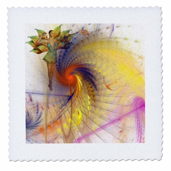 3dRose, Beautiful pastel fractal abstract background and magical dust fairy , 12x12 inch quilt square