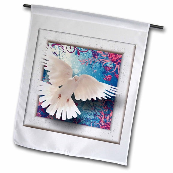 3dRose, Beautiful white dove framed art with tapestry gradient pastel background, 12 x 18 inch Garden Flag
