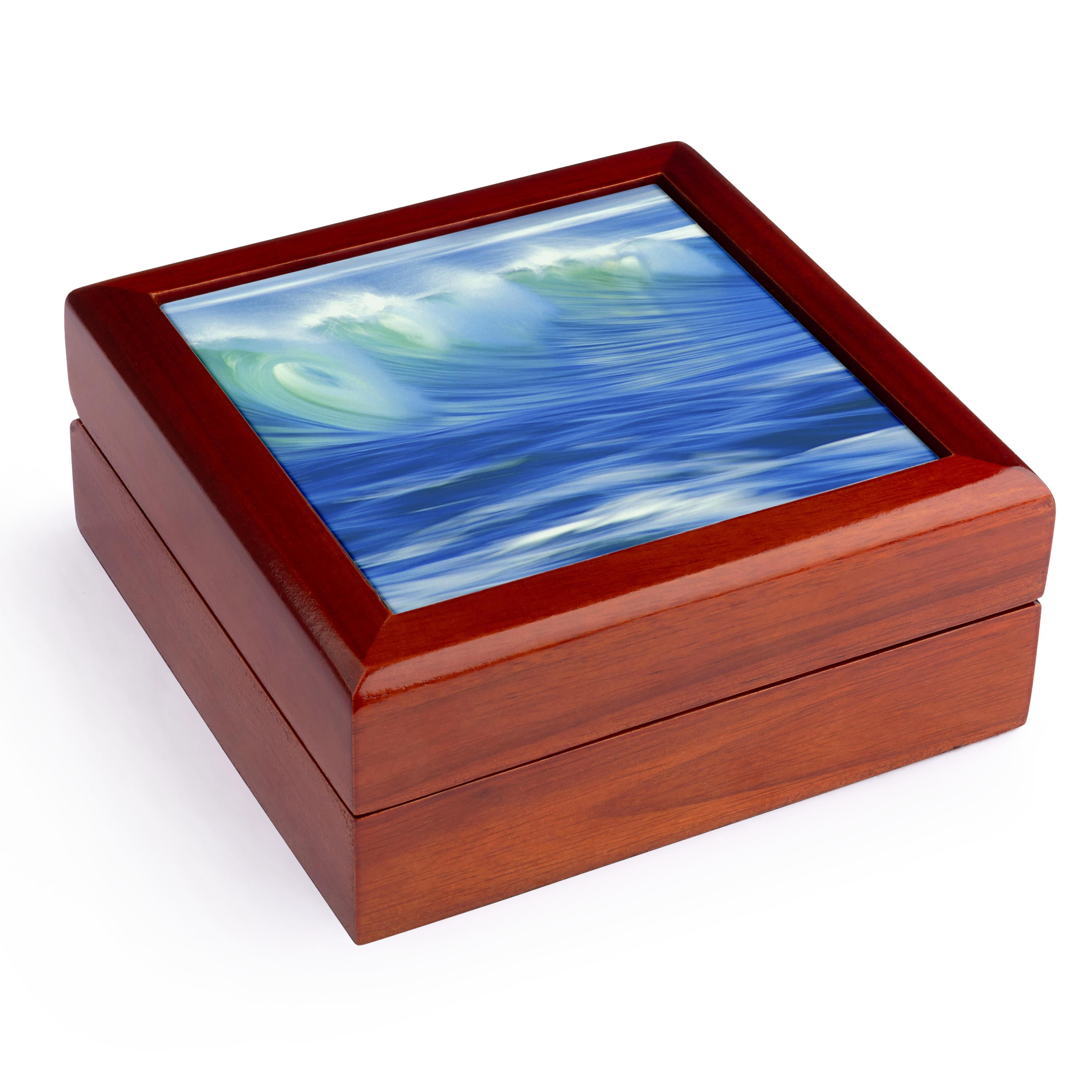 3dRose, Beauty Of An Ocean Wave, Jewelry Box 5.5x5.5 inch with 4 inch tile
