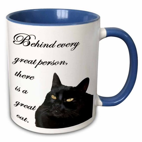 3drose, Behind Every Great Person There Is a Great Cat, 15oz Two-tone Blue Mug