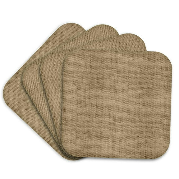 3drose, Beige Burlap Fabric Effect, Set of 4 Coasters - Soft