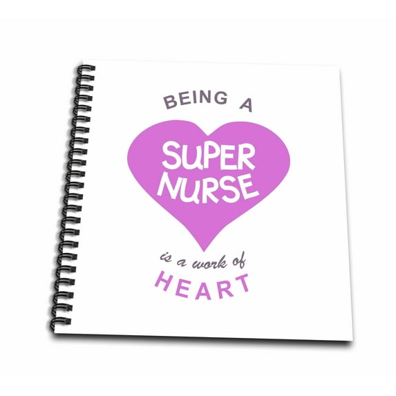 3dRose, Being a Super Nurse is a work of Heart. pink job quote - nursing gift, Memory Book 12 x 12 inch