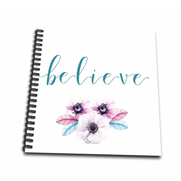 3dRose, Believe - Believe with Flower - Inspirational Quote - Best Friend Gift, Memory Book 12 x 12 inch
