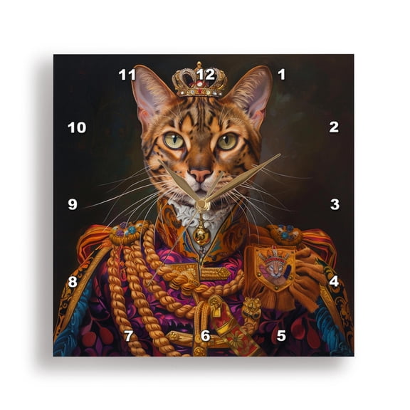 3dRose, Bengal Royal Portrait Feline Majesty, 15x15 Wall Clock