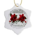 thumbnail image 1 of 3drose, Berries and Poinsettias, a Very Merry Christmas, to My Granddaughter, 3 inch Snowflake Porcelain Ornament, 1 of 7