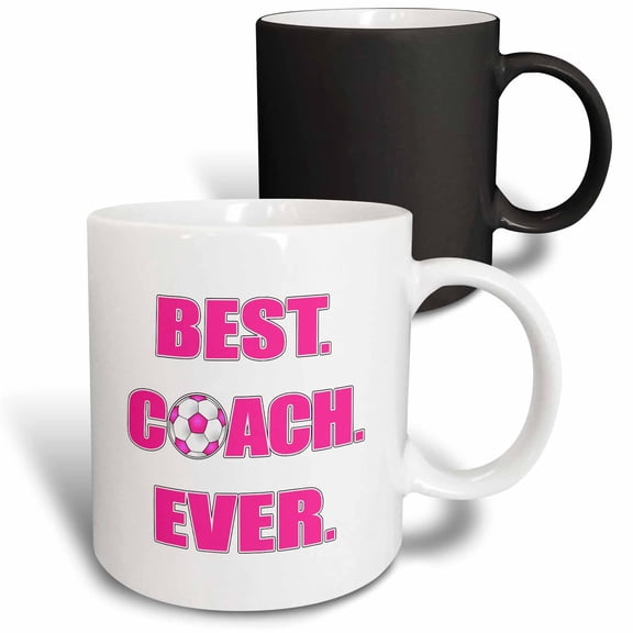 3drose, Best Coach Ever - Pink and White, 11oz Magic Transforming Mug
