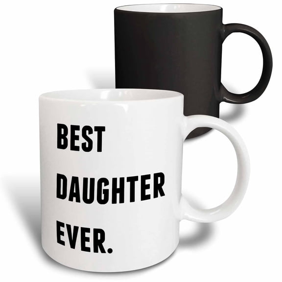 3drose, Best Daughter Ever, Black Letters on a White Background, 11oz Magic Transforming Mug