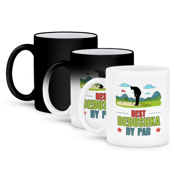 3dRose, Best Dedushka by Par Funny Russian Grandpa Golfing Theme, 11oz Magic Transforming Mug