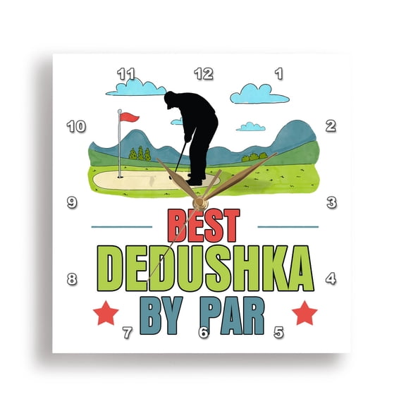 3dRose, Best Dedushka by Par Funny Russian Grandpa Golfing Theme, 15x15 Wall Clock