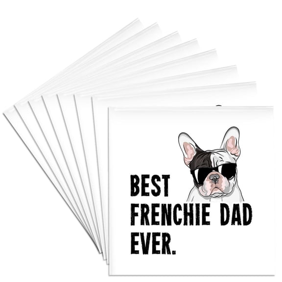 3dRose, Best Frenchie Dad Ever Funny French Bulldog, Set of 8 Ceramic Tile Coasters