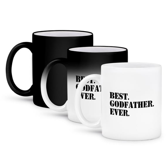 3dRose, Best Godfather Ever - Gifts for God fathers or Goddads - god dad - godparents - black text, 11oz Magic Transforming Mug