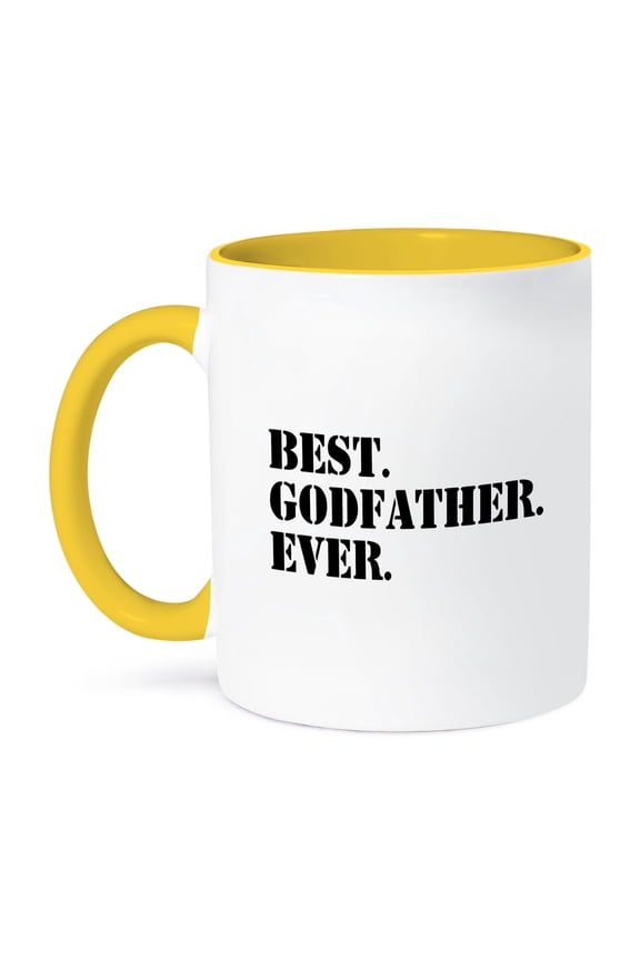 , Best Godfather Ever - Gifts for God fathers or Goddads - god dad - godparents - black text, 11oz Two-Tone Yellow Mug