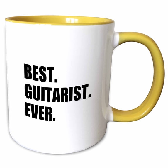 3drose, Best Guitarist Ever - Fun Gift for Talented Guitar Players, Black Text, 11oz Two-tone Yellow Mug