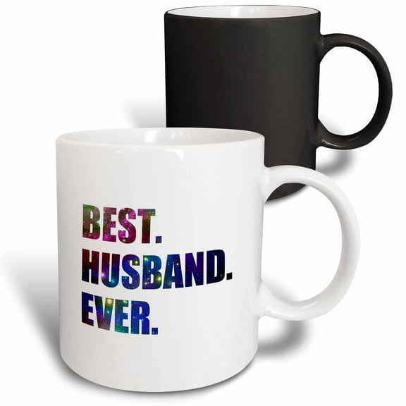 3drose, Best Husband Ever - Cut Out of Outer Space Stars and Galaxies Graphic, 11oz Magic Transforming Mug