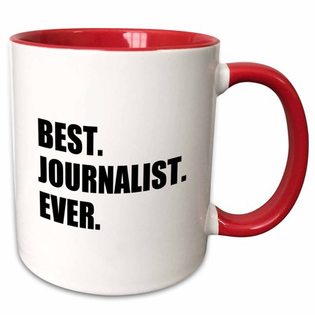 3dRose Best Journalist Ever, fun gift for talented newspaper magazine writers - Two Tone Red Mug, 11-ounce