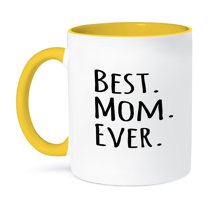 3dRose, Best Mom Ever - Gifts for parents - Good for Mothers day - black text, 15oz Two-Tone Yellow Mug