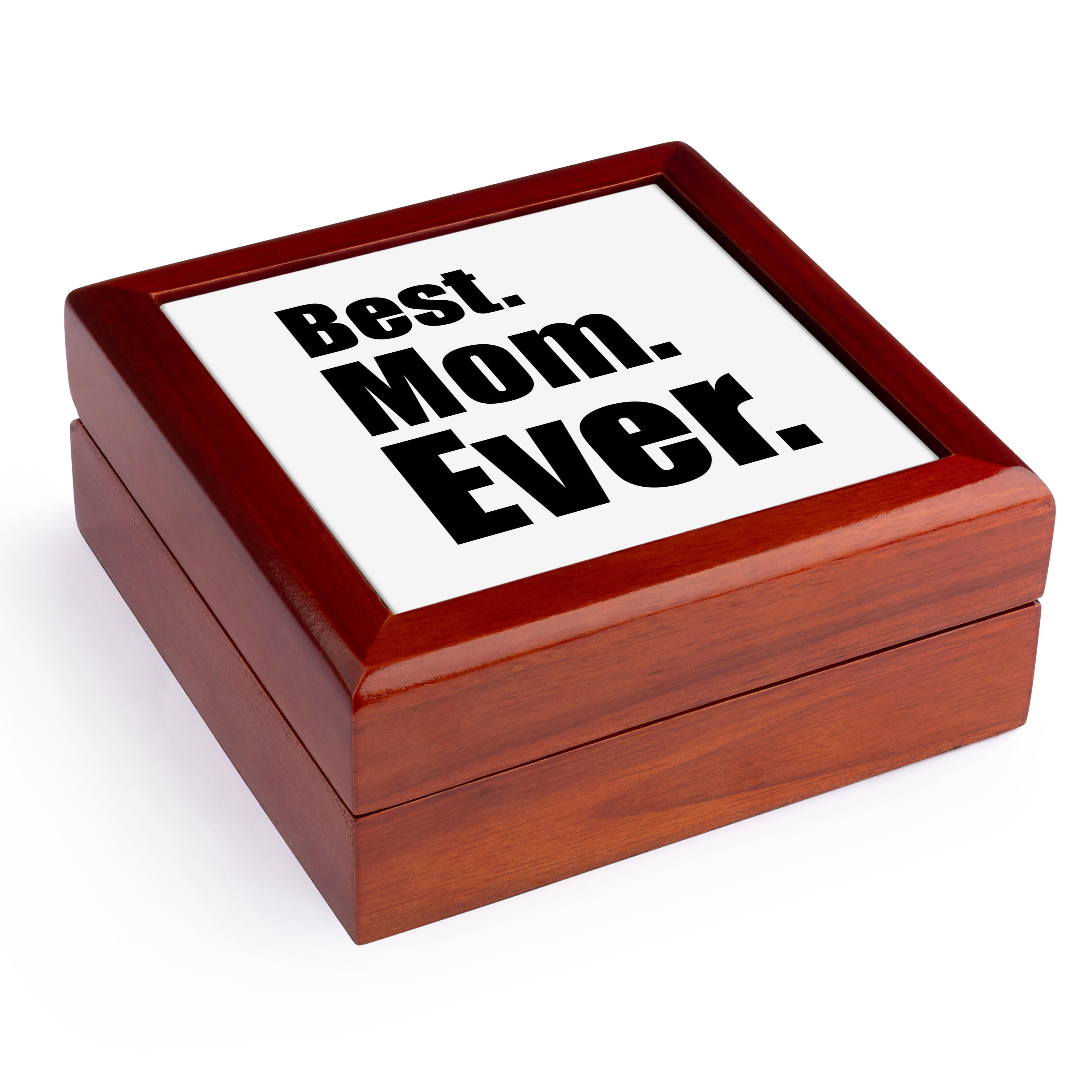3dRose, Best Mom Ever, Jewelry Box 5.5x5.5 inch with 4 inch tile