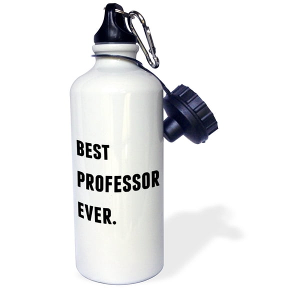 3dRose, Best Professor Ever, Black Letters On A White Background, Flip Straw 21oz Water Bottle