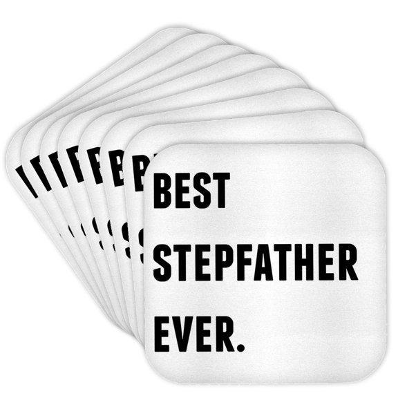 3dRose, Best Stepfather Ever, Black Letters On A White Background, Set of 8 Coasters - Soft