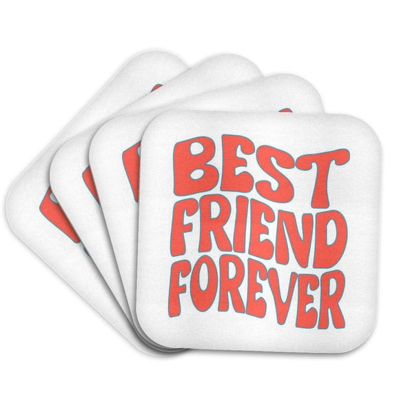 3drose, Best Friends Forever Wave Effect, Set of 4 Coasters - Soft